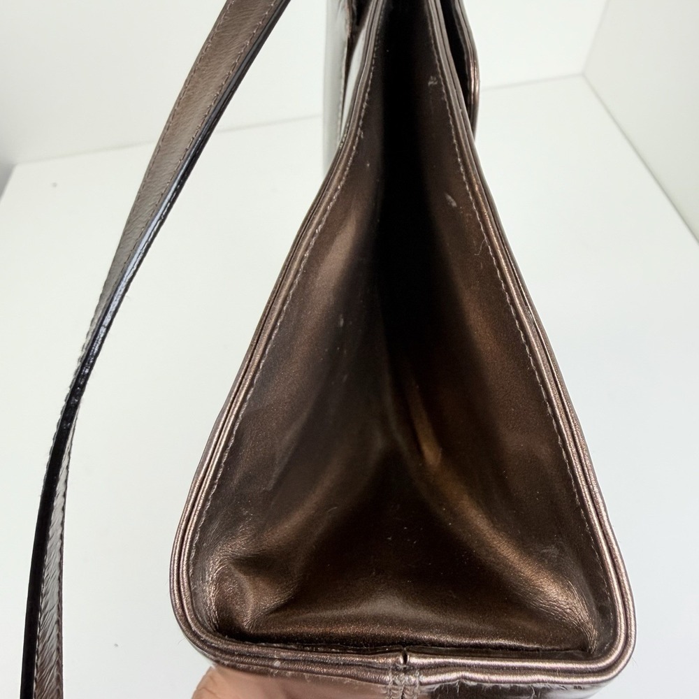 Salvatore Ferragamo M211044 Bronze Leather Shoulder Bag Made In Italy - Picture 16 of 16